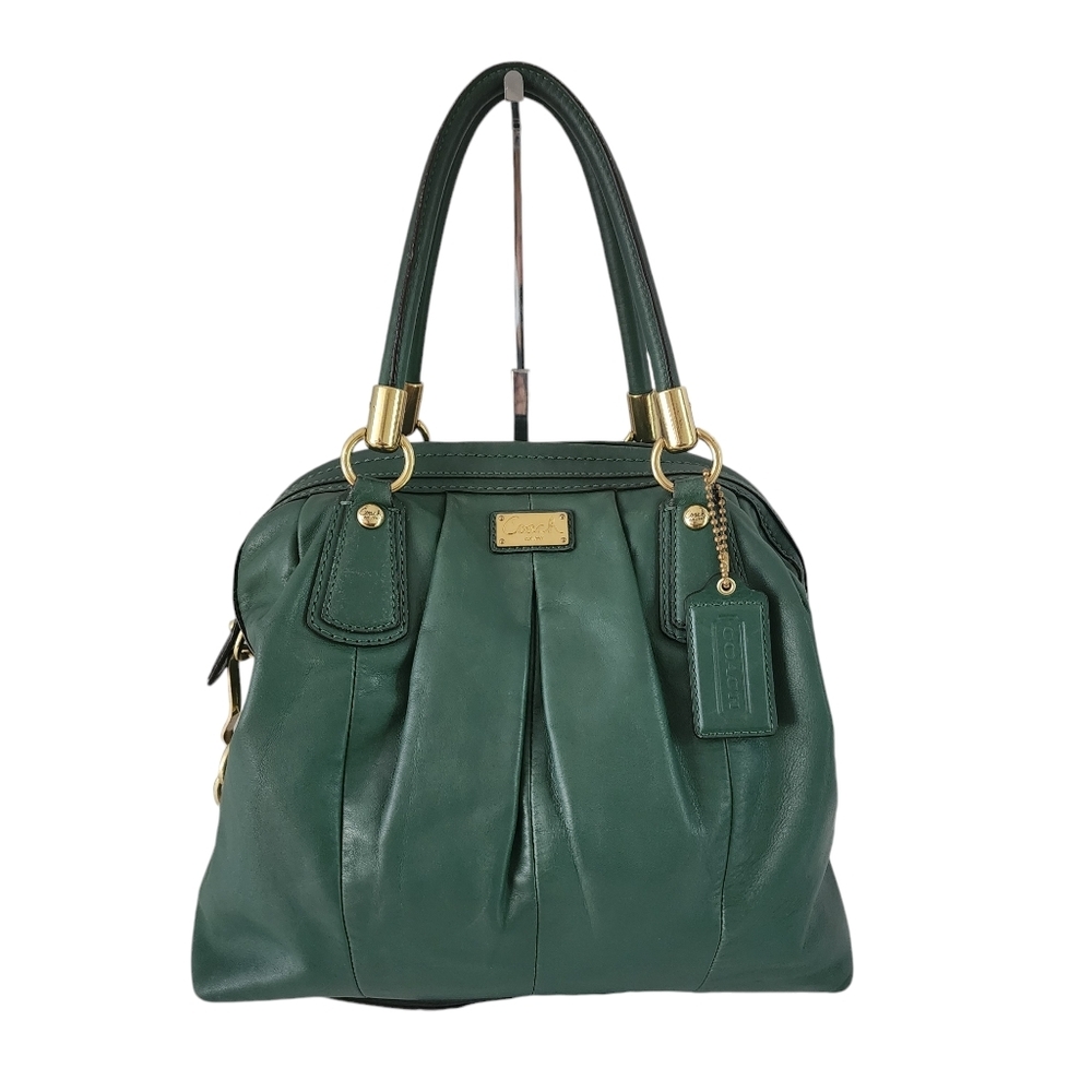 COACH LEATHER TOP ZIP GOLD HARDWARE SATCHEL - Picture 1 of 10